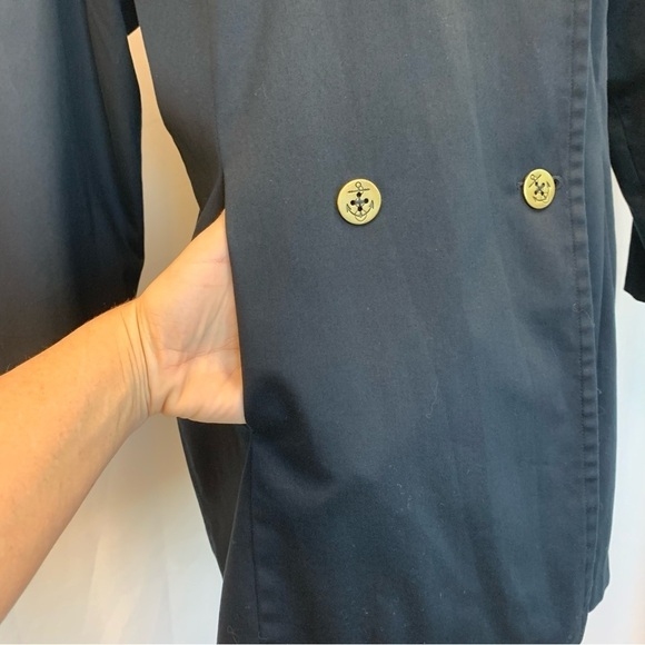 LIZ Claiborne navy blue nautical trenchcoat Sz M - Picture 4 of 10